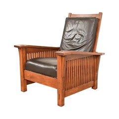 Sillón reclinable Morris Stickley Mission Oak Arts & Crafts Spindle