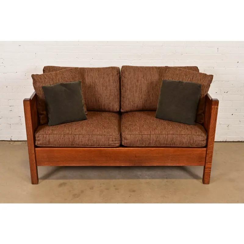 Stickley Mission Oak Arts & Crafts Spindle Settle Sofa (amerikanisch) im Angebot
