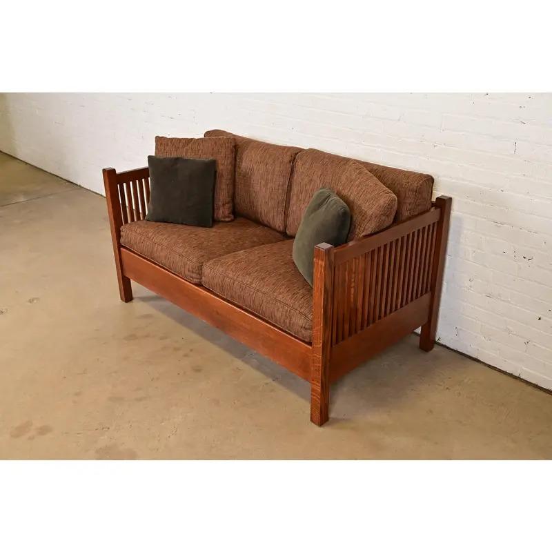 Stickley Mission Oak Arts & Crafts Spindle Settle Sofa im Zustand „Gut“ im Angebot in South Bend, IN