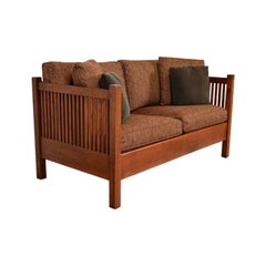 Stickley Mission Oak Arts & Crafts Spindle Settle Sofa