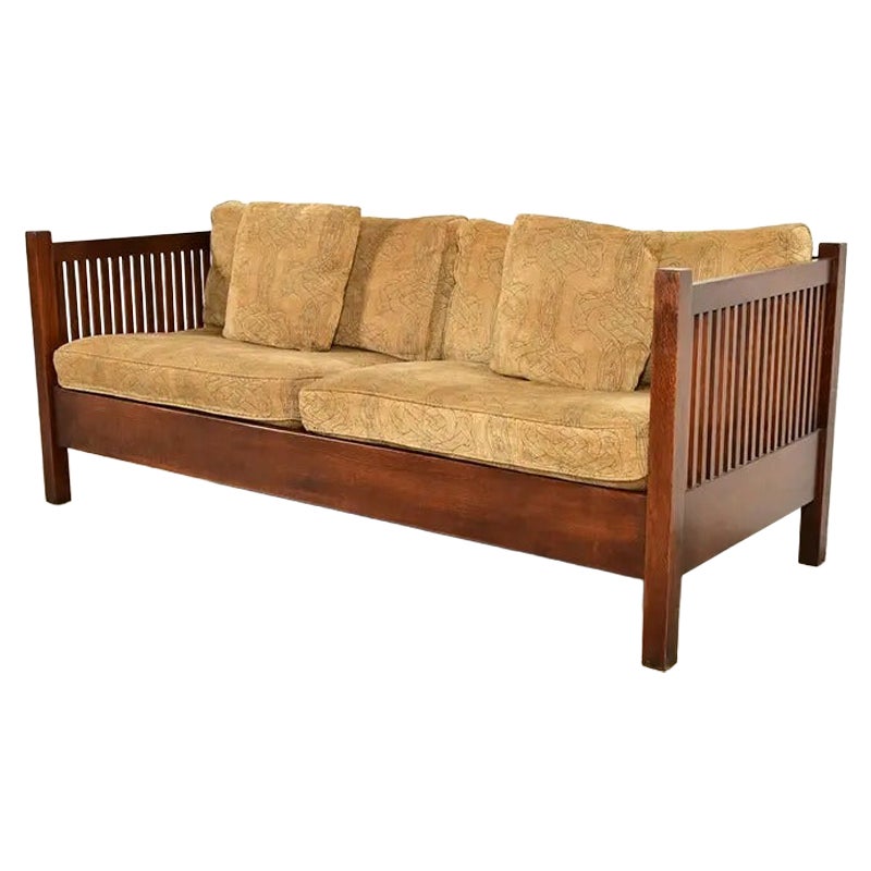 Sofá Stickley Mission Oak Arts & Crafts Spindle Settle