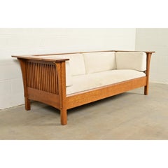 Stickley Mission Oak Arts & Crafts Spindle Settle Sofa