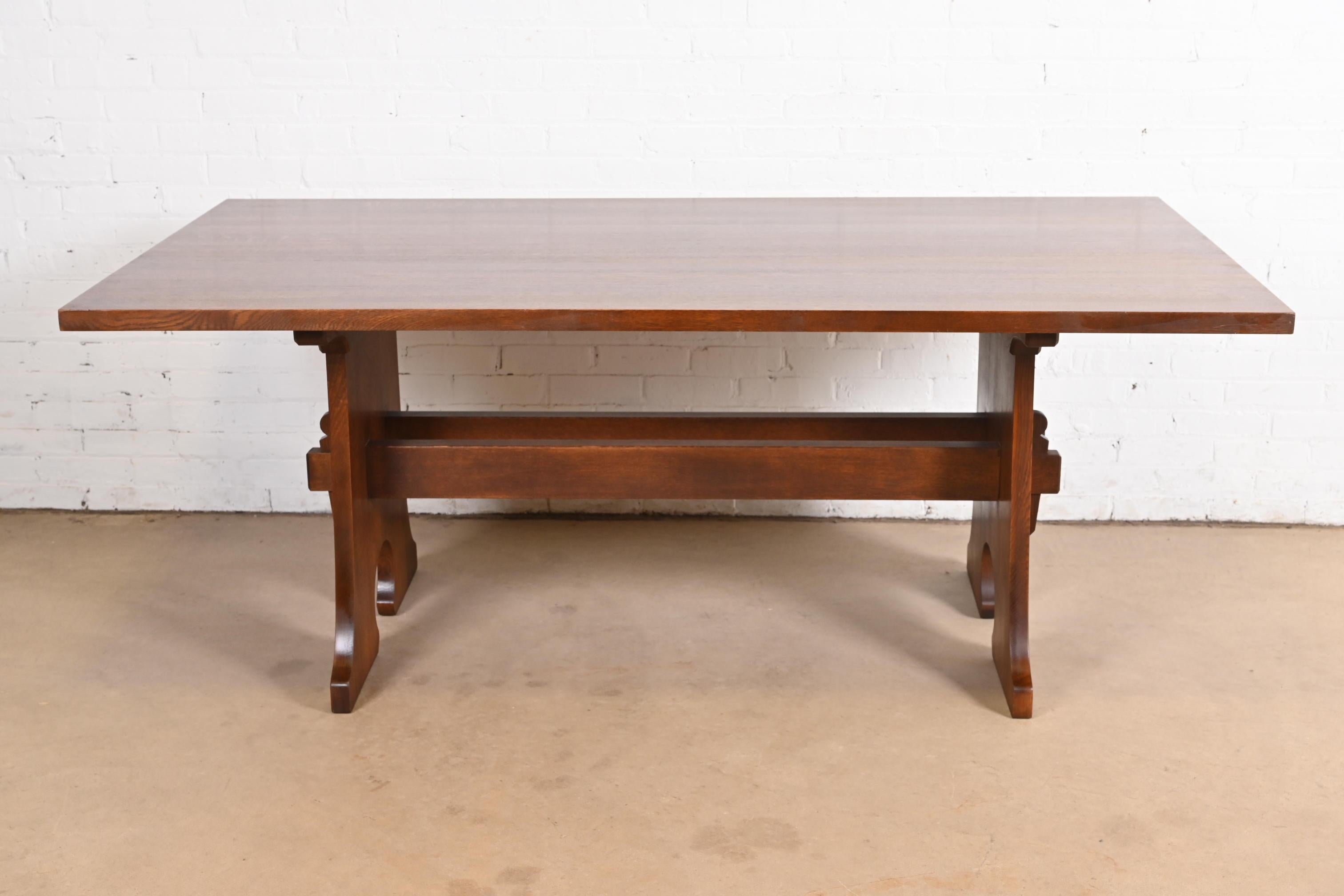 Arts and Crafts Stickley Mission Oak Arts & Crafts Trestle Dining Table