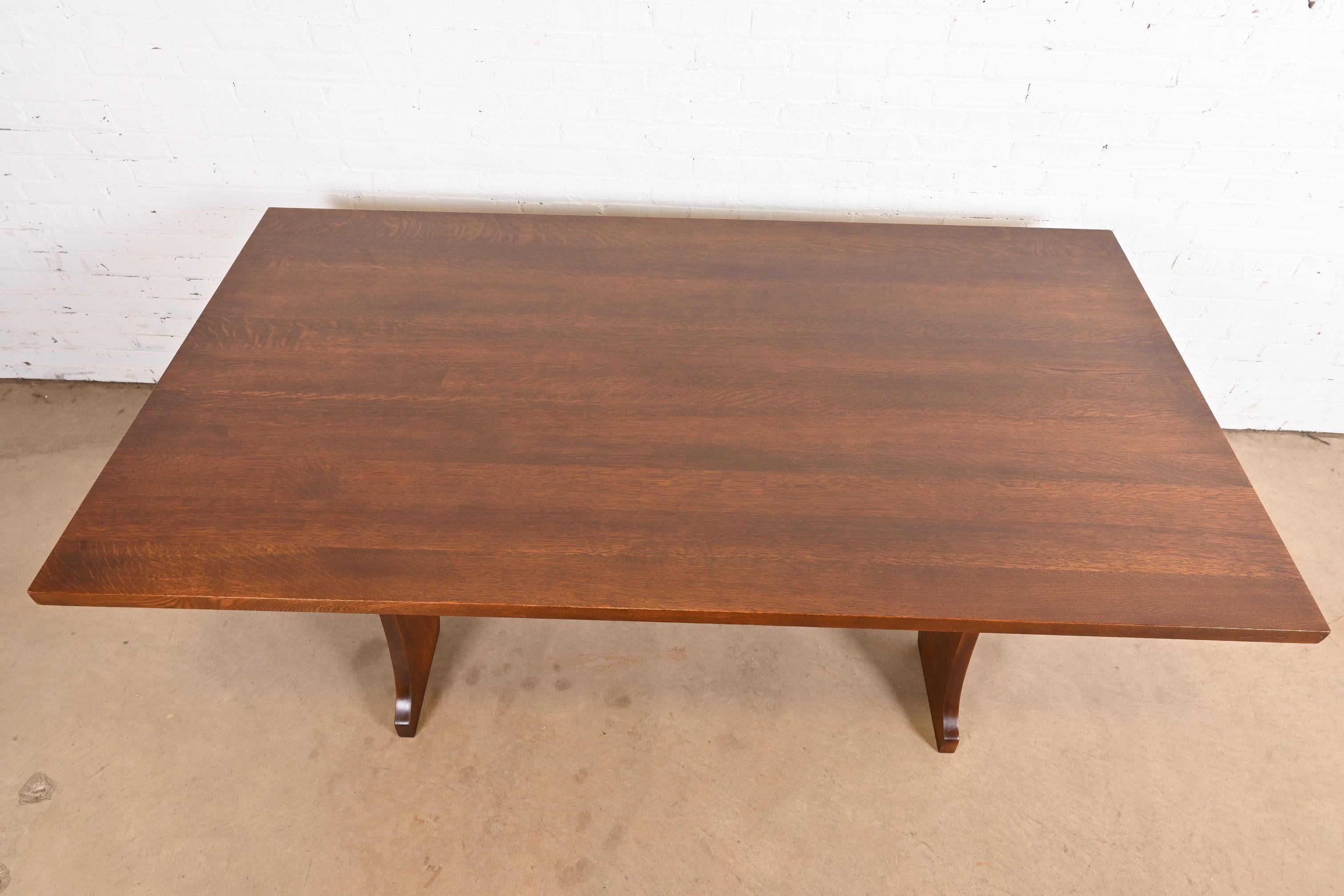Contemporary Stickley Mission Oak Arts & Crafts Trestle Dining Table