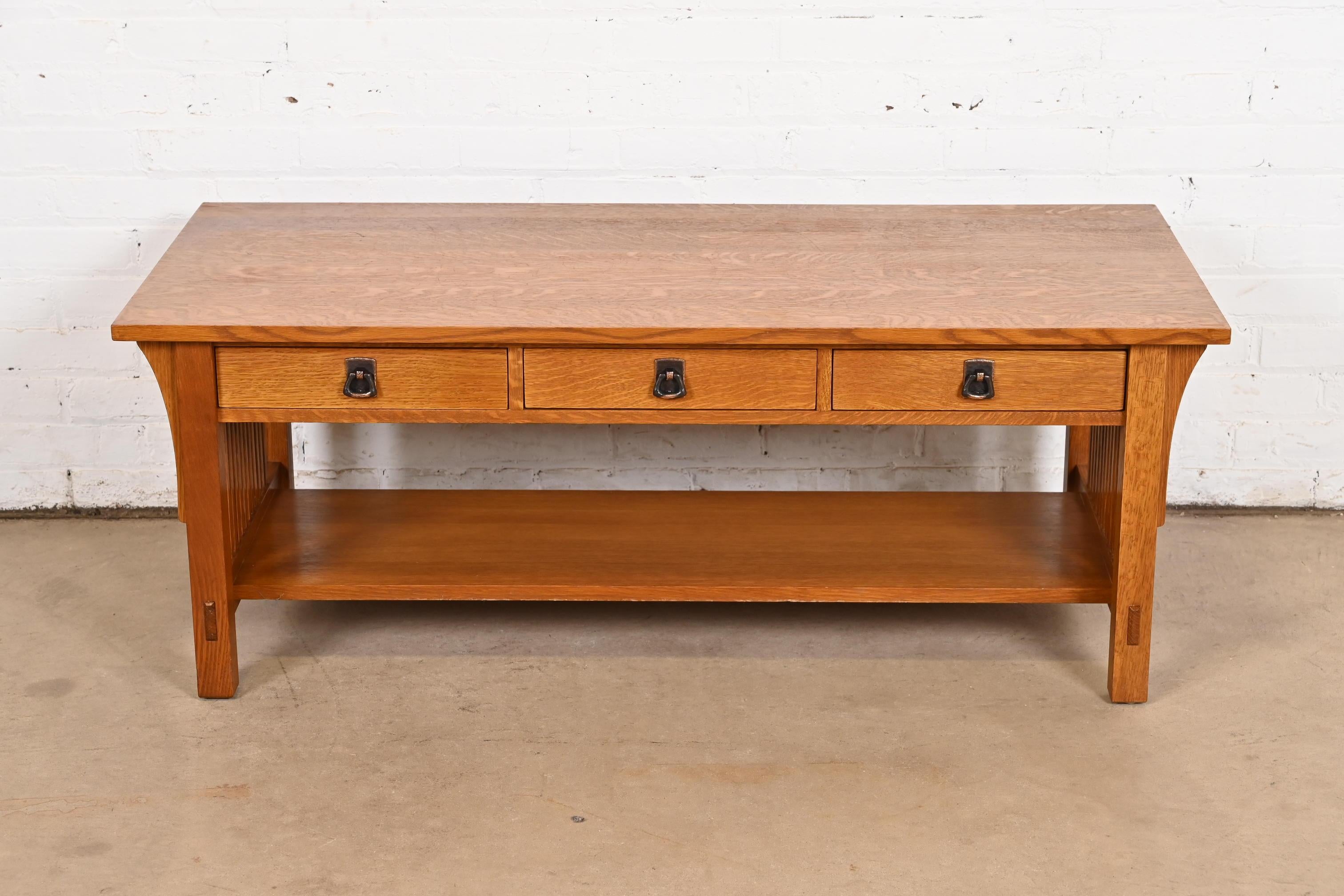 American Stickley Mission Oak Arts & Crafts Two-Tier Coffee Table