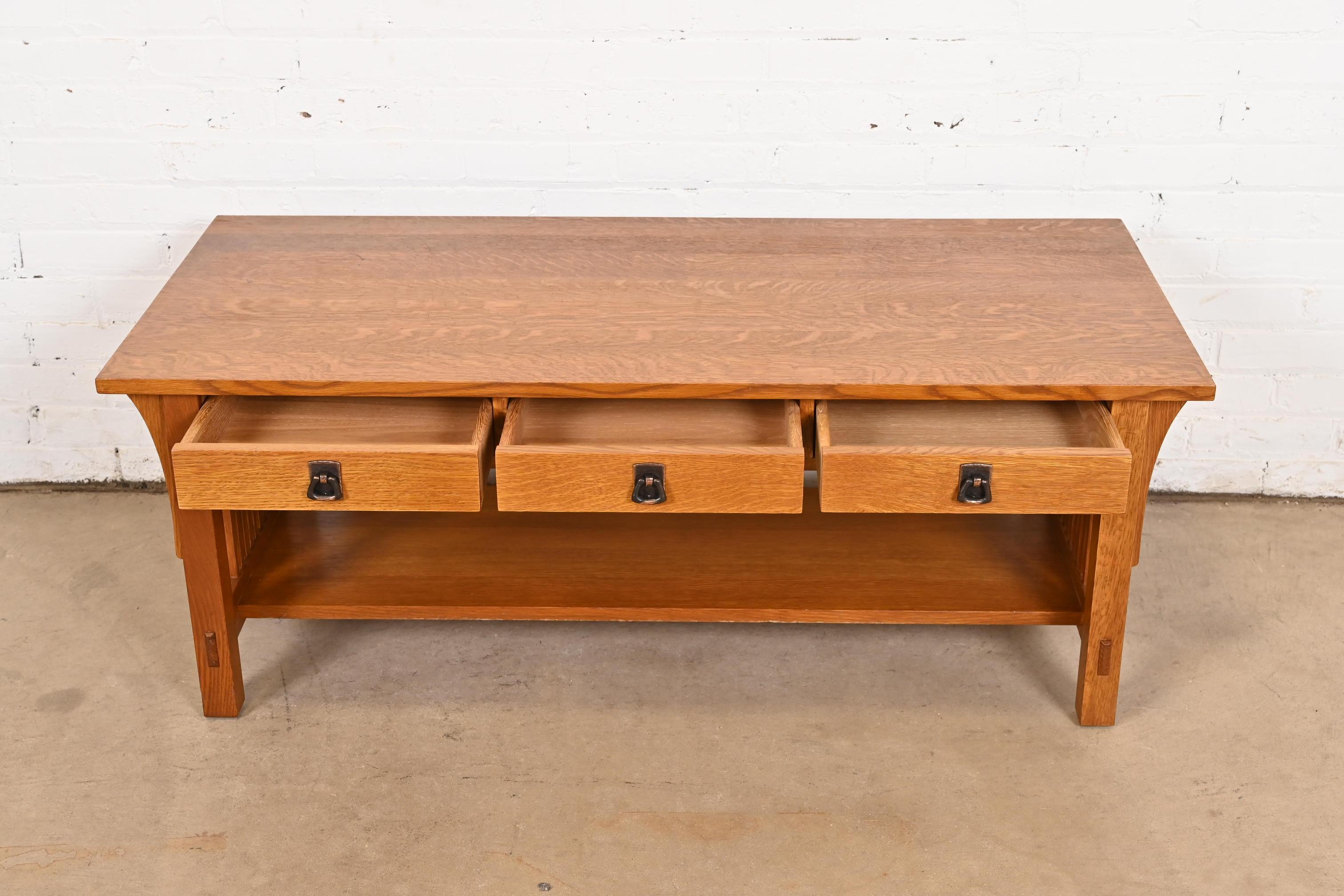 20th Century Stickley Mission Oak Arts & Crafts Two-Tier Coffee Table