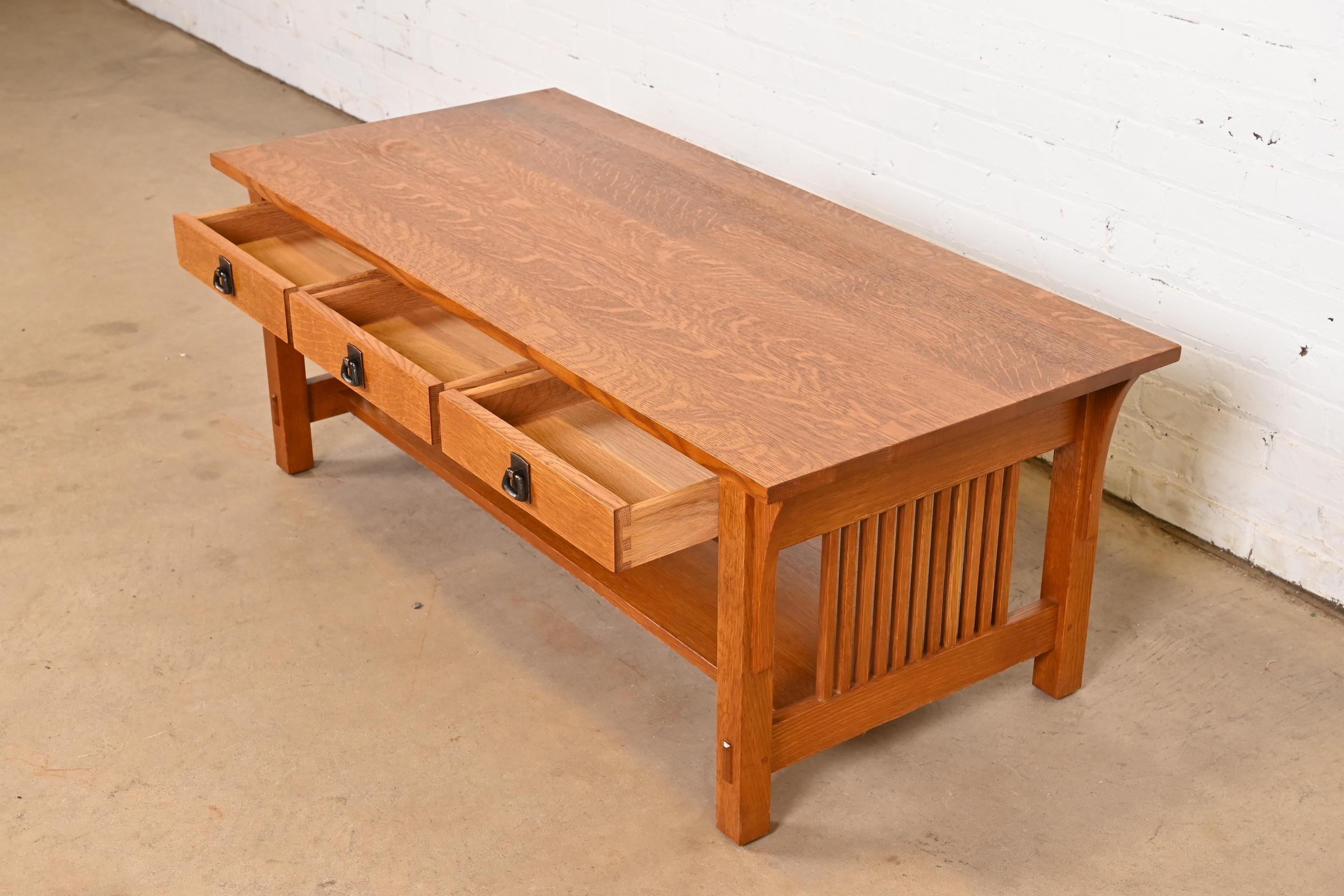 Copper Stickley Mission Oak Arts & Crafts Two-Tier Coffee Table