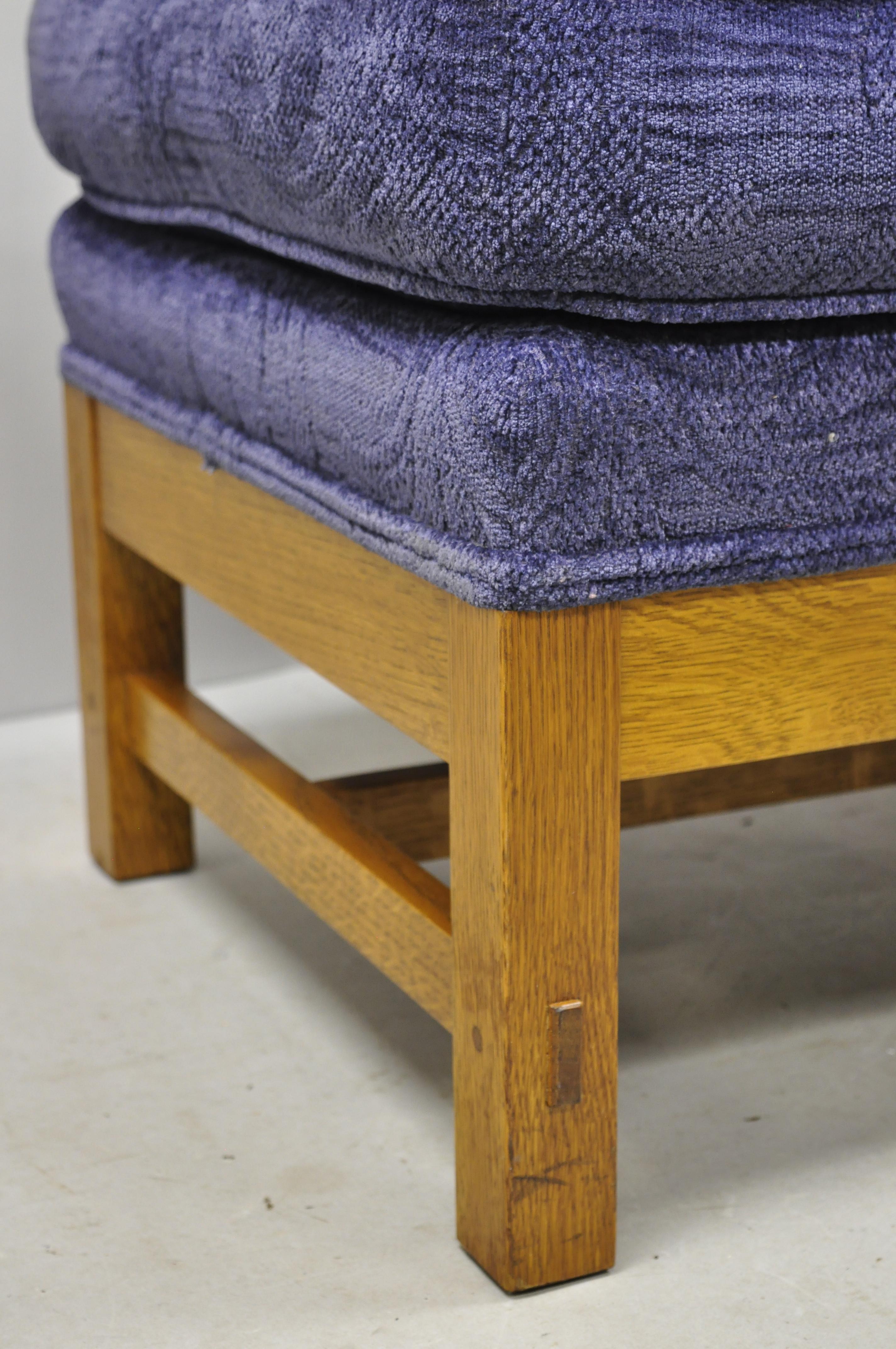 Fabric Stickley Mission Oak Arts & Crafts Upholstered Cushion Stool Ottoman Footstool