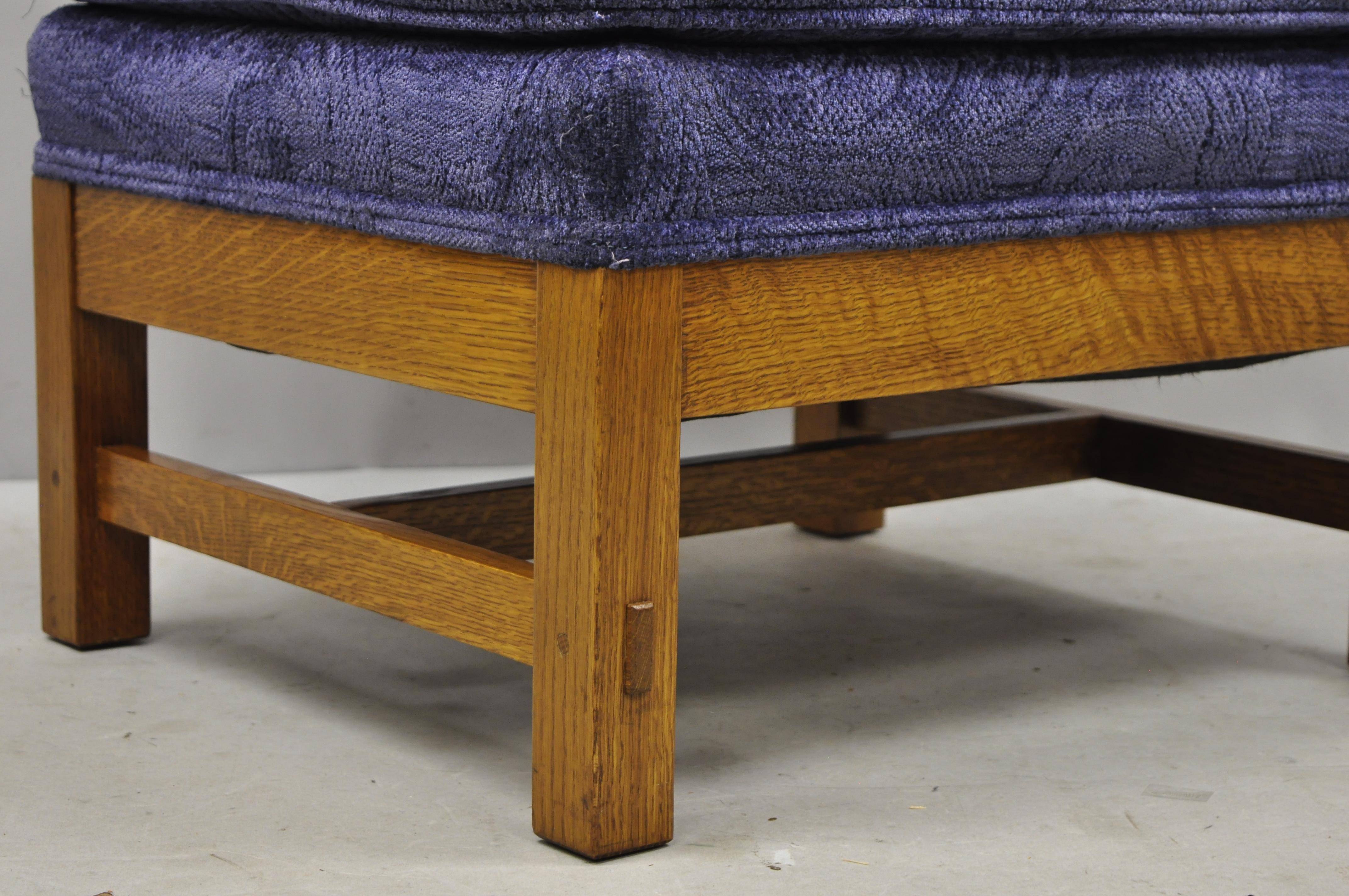 North American Stickley Mission Oak Arts & Crafts Upholstered Cushion Stool Ottoman Footstool