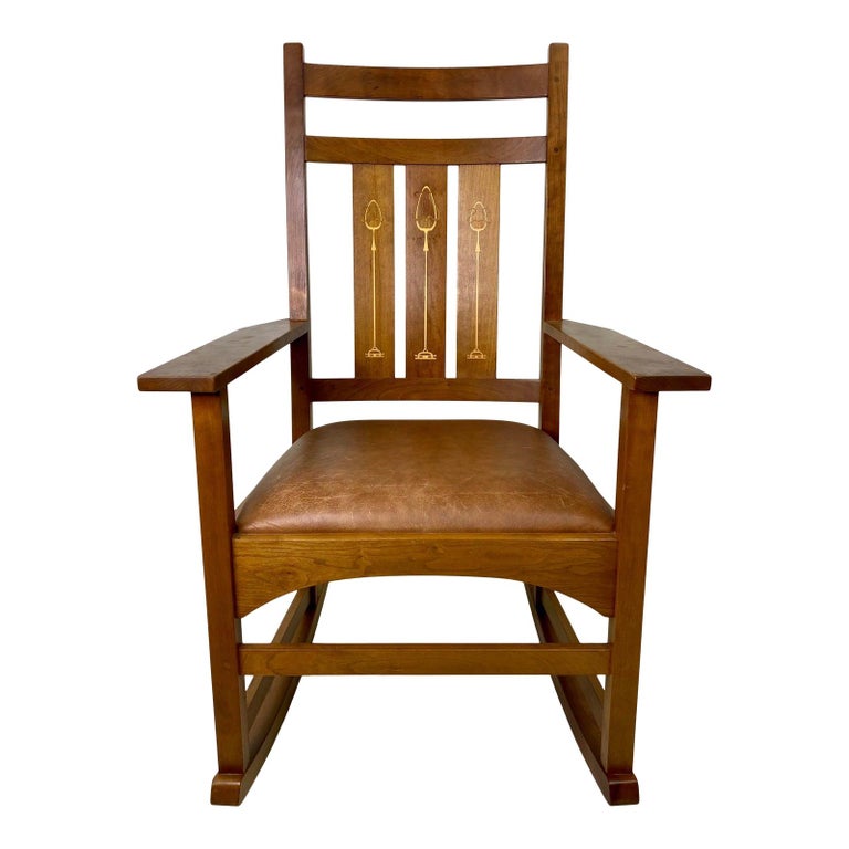 Stickley Mission Oak Harvey Ellis Inlaid Rocker at 1stDibs