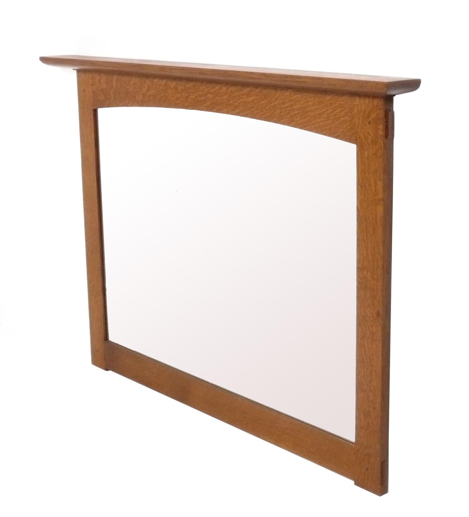 Clean Lined Stickley Mirror, originally designed in the 1910s by Gustav Stickley, this example is part of the authorized line produced by Stickley in the 2000s. Like all Stickley furniture, this piece is extremely well made with pegged, mortis and