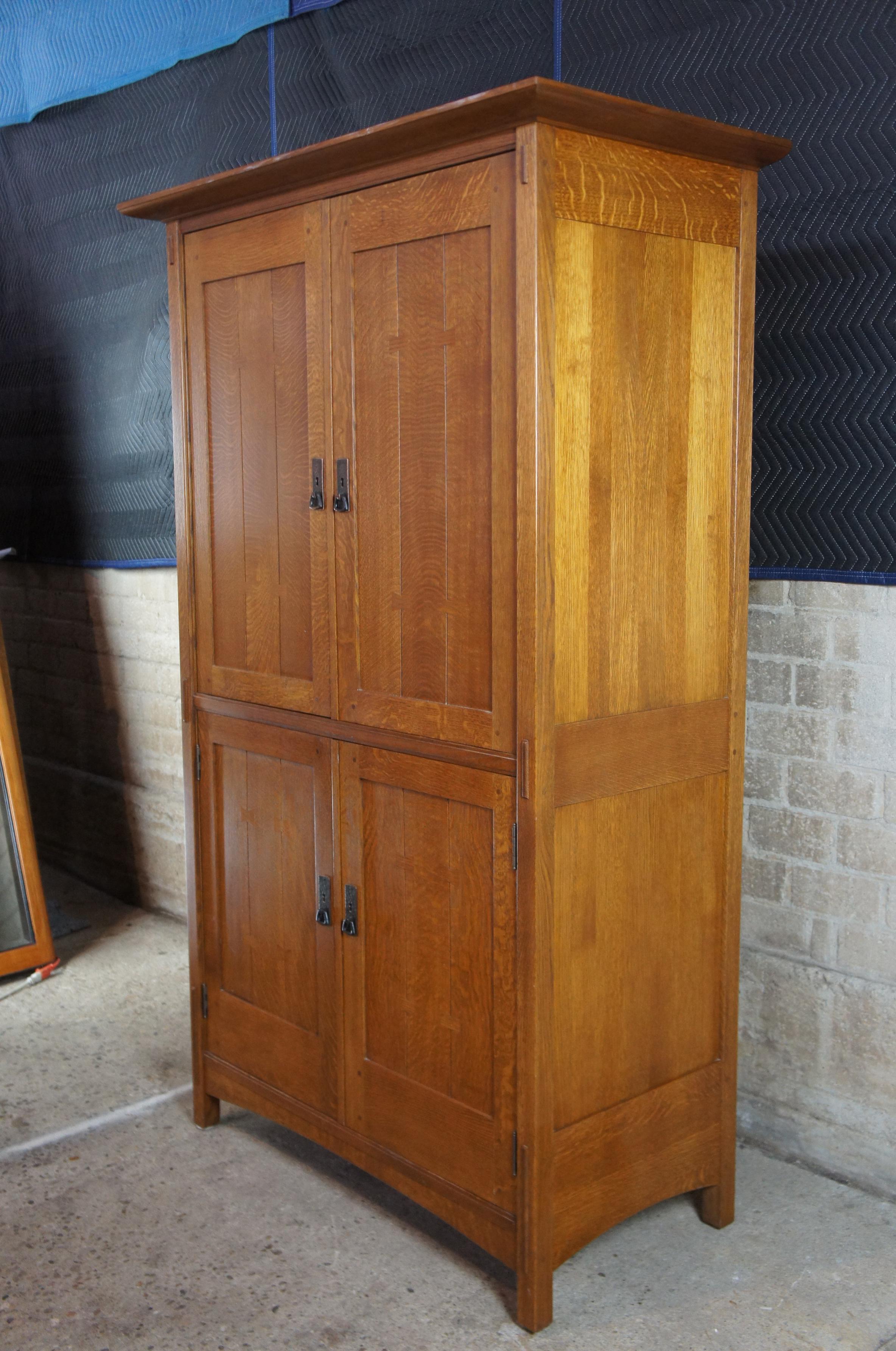 American Stickley Mission Quartersawn Oak Armoire TV Media Cabinet Arts & Crafts