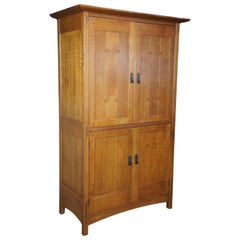 Stickley Mission Quartersawn Oak Armoire TV Media Cabinet Arts & Crafts