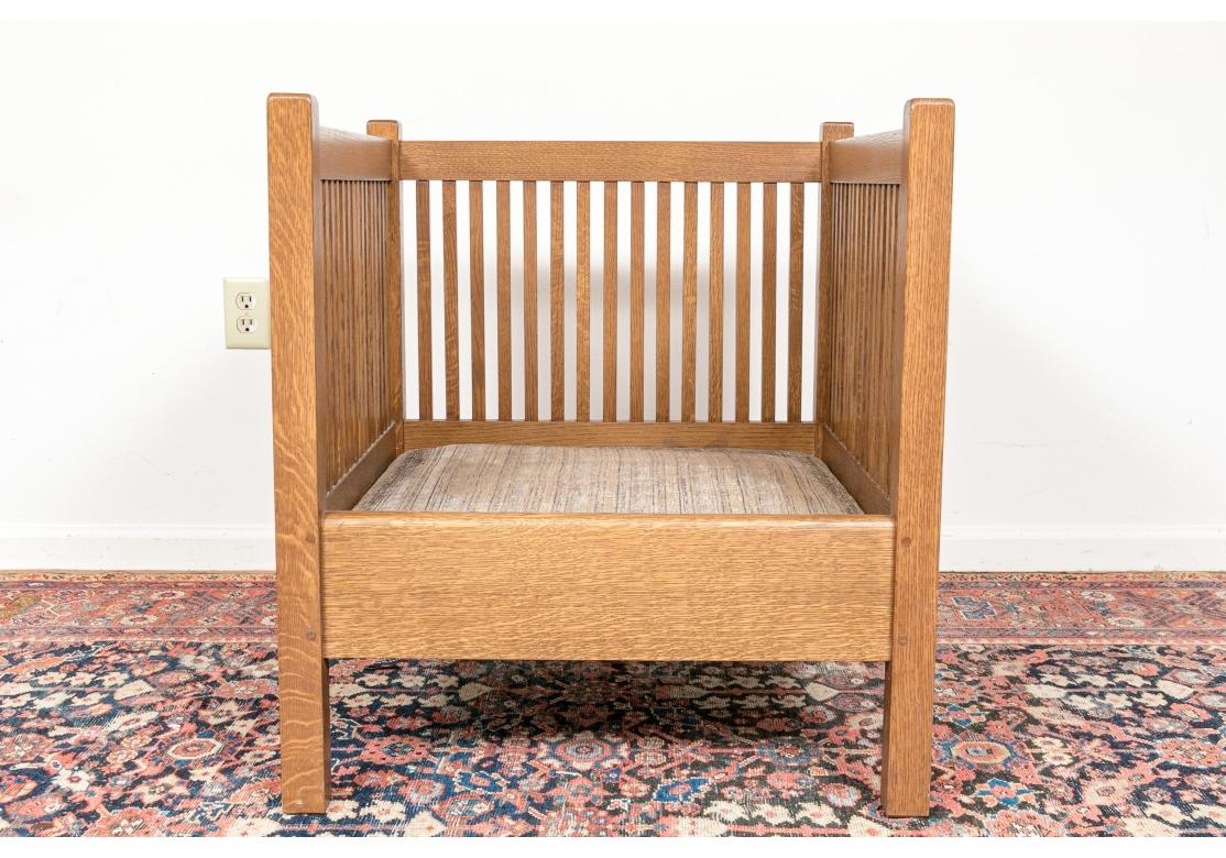 American Stickley Mission Style Oak Armchair For Sale