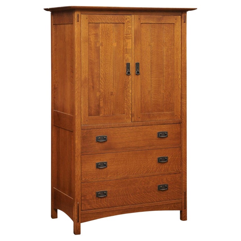 Stickley Mission Style Oak Armoire / Wardrobe For Sale at 1stDibs