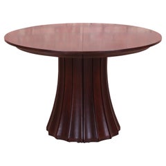 Vintage Stickley Modern Dark Mahogany Pedestal Extension Dining Table, Newly Refinished