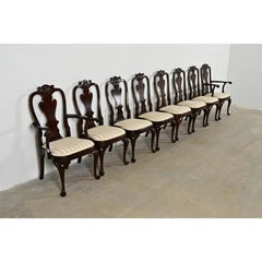 Stickley Queen Anne Carved Solid Mahogany Dining Chairs, Set of Eight