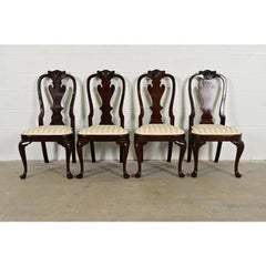 Stickley Queen Anne Carved Solid Mahogany Dining Chairs, Set of Four