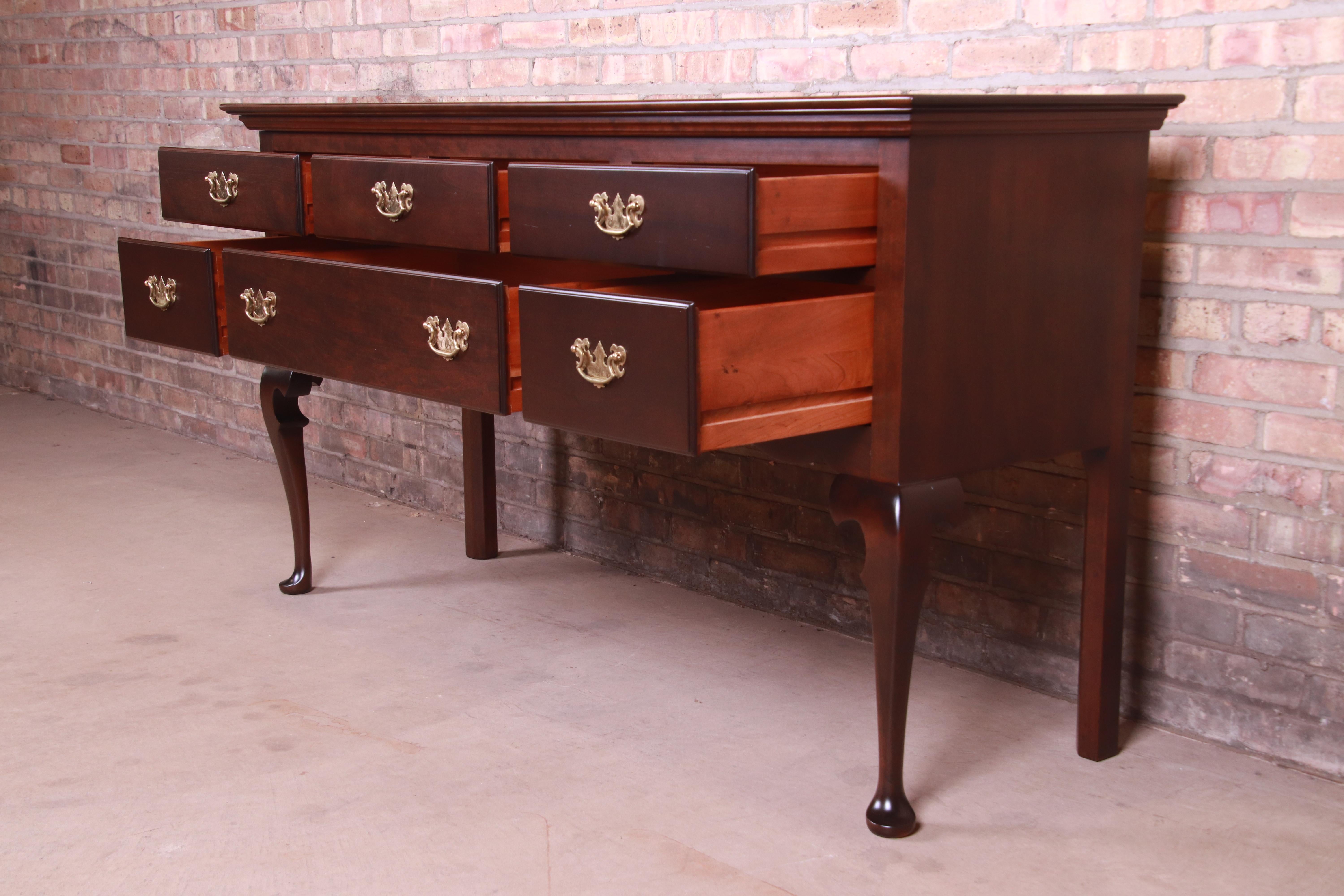 Stickley Queen Anne Solid Cherry Wood Sideboard Credenza, Newly Refinished For Sale 1