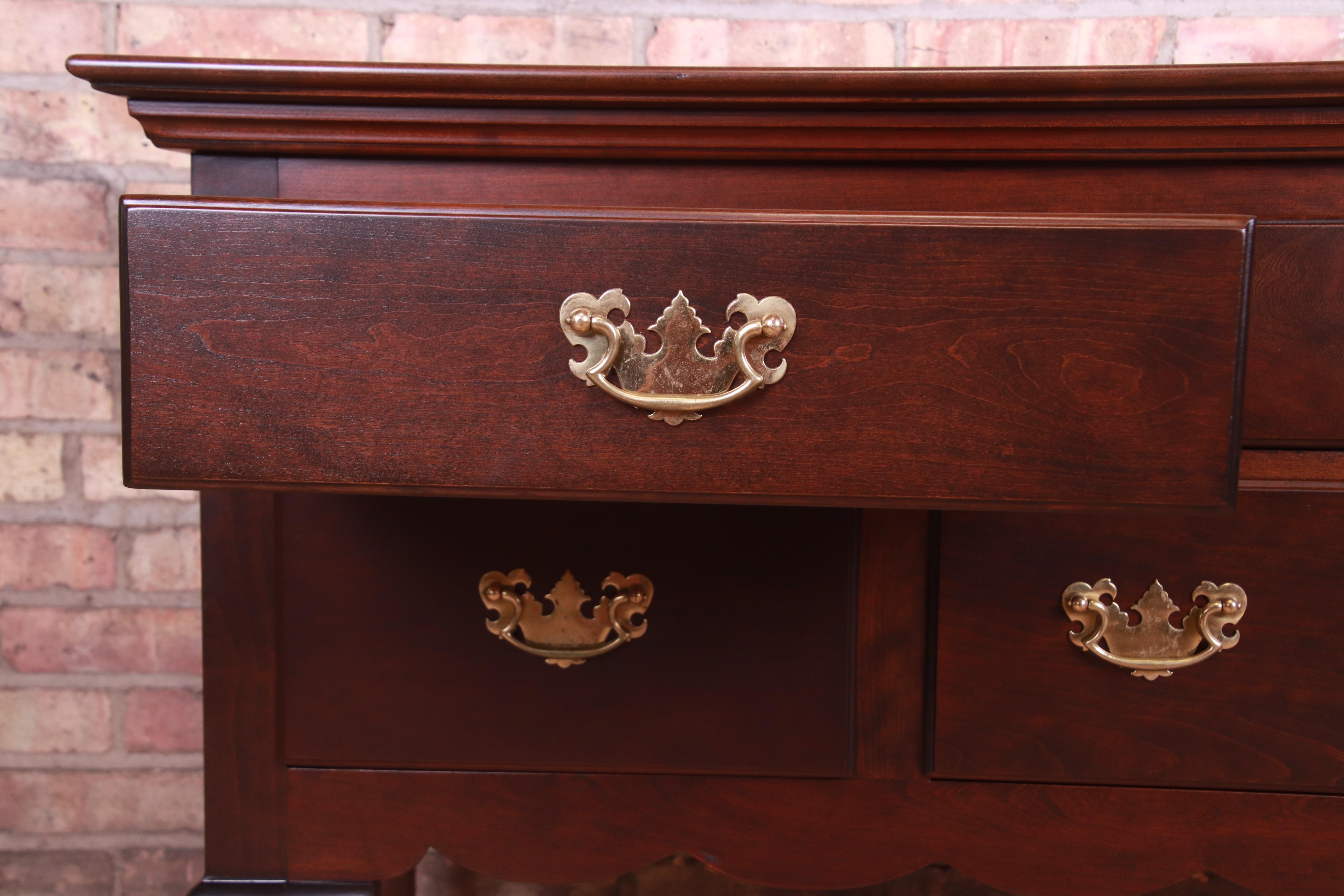 Stickley Queen Anne Solid Cherry Wood Sideboard Credenza, Newly Refinished For Sale 2