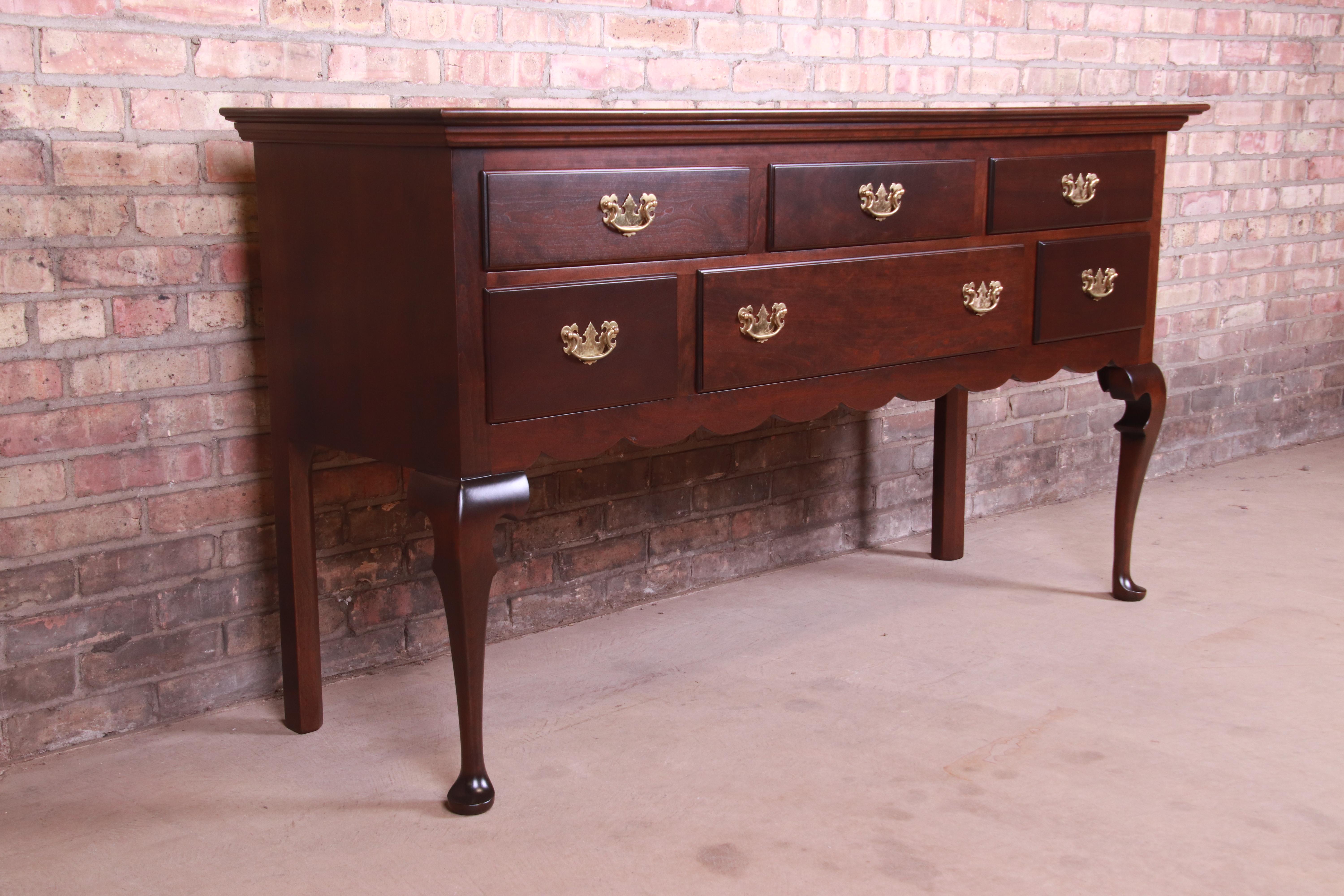 American Stickley Queen Anne Solid Cherry Wood Sideboard Credenza, Newly Refinished For Sale