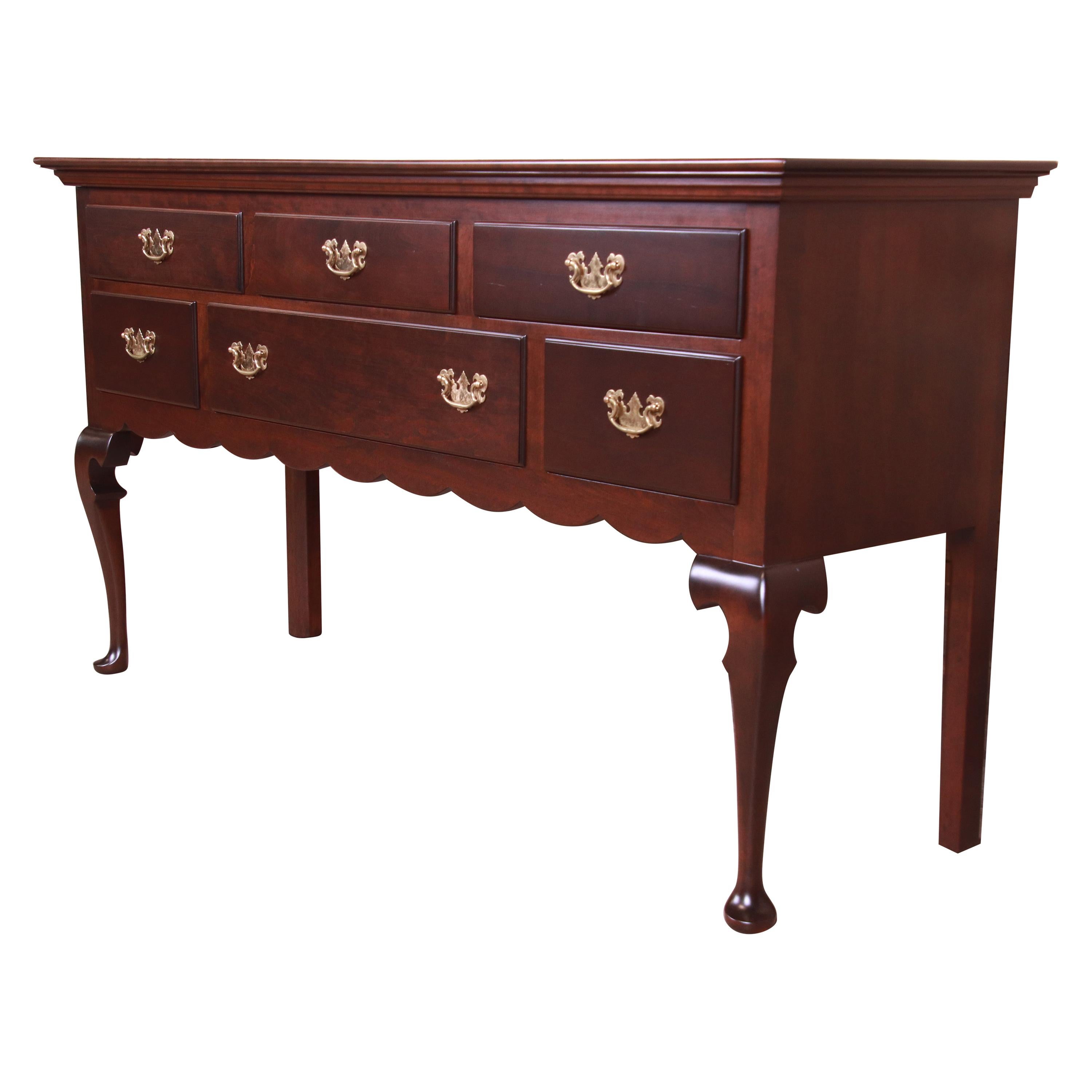 Stickley Queen Anne Solid Cherry Wood Sideboard Credenza, Newly Refinished For Sale
