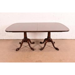 Stickley Regency Cherry Wood Double Pedestal Extension Dining Table, Refinished