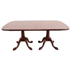 Stickley Regency Cherry Wood Double Pedestal Extension Dining Table, Refinished