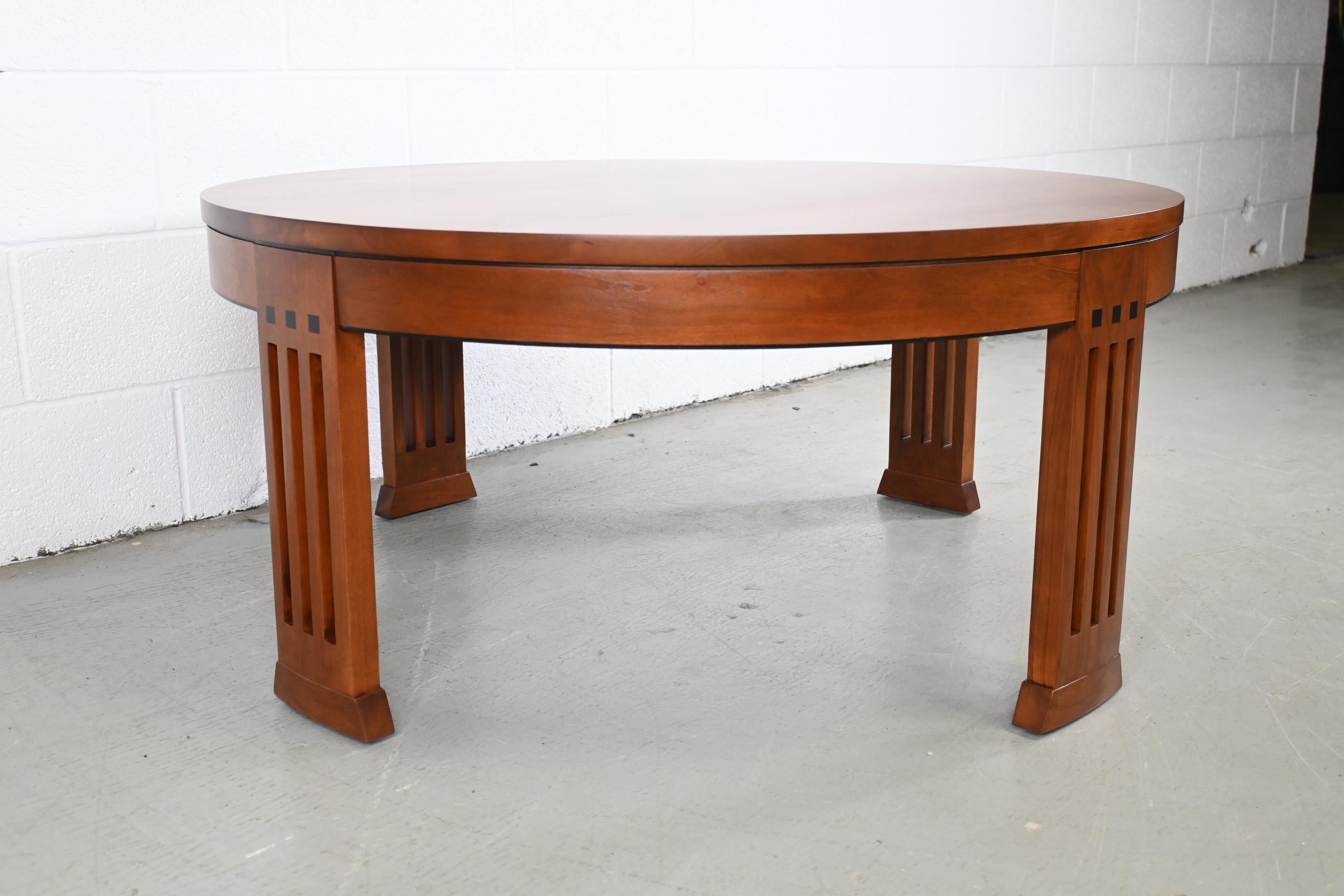American Stickley Round Cherry Mission Style Coffee Table, Newly Refinished