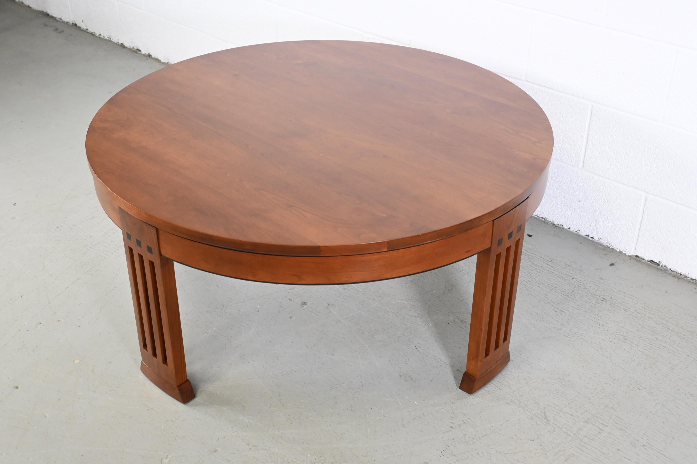 Lacquered Stickley Round Cherry Mission Style Coffee Table, Newly Refinished