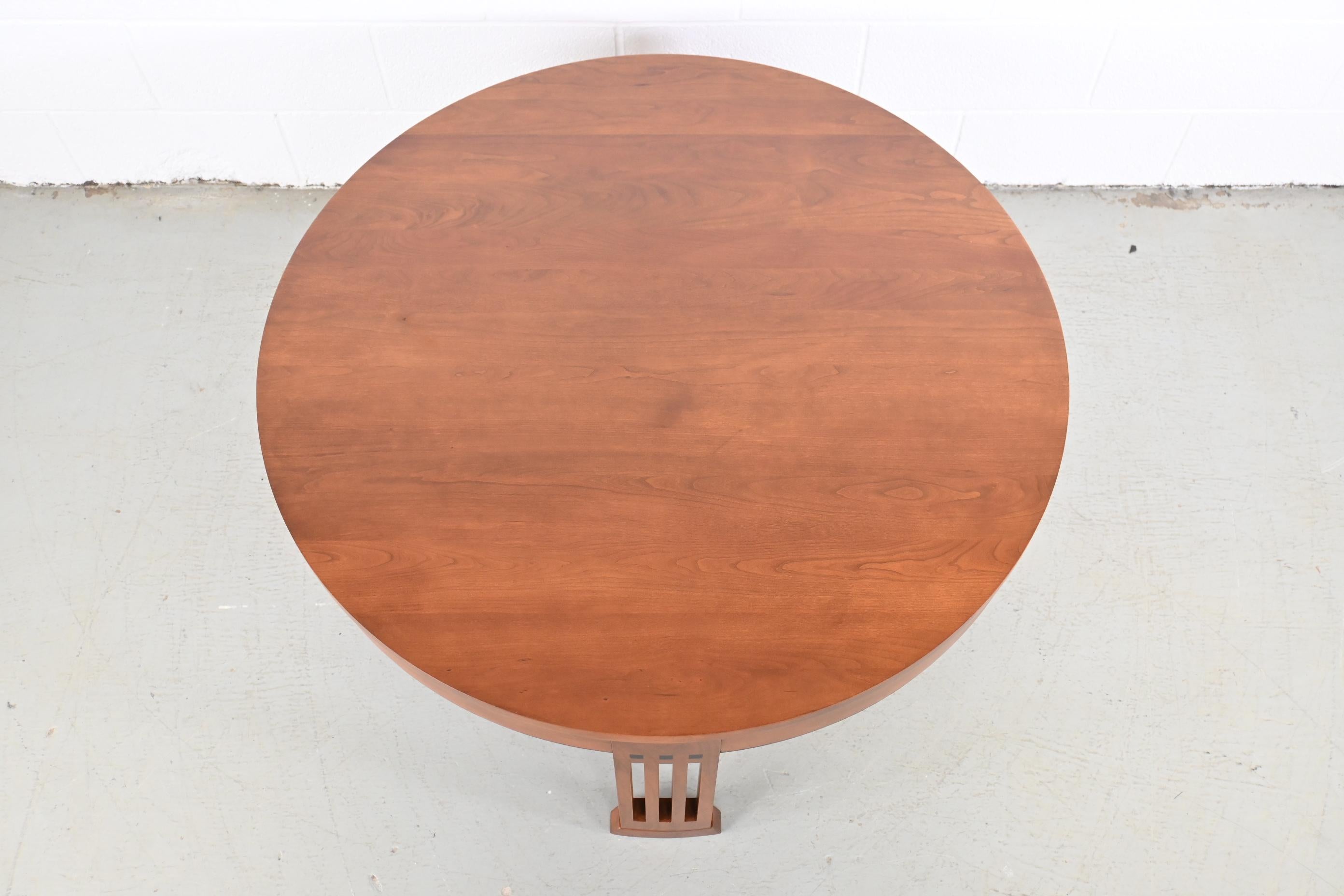 Late 20th Century Stickley Round Cherry Mission Style Coffee Table, Newly Refinished