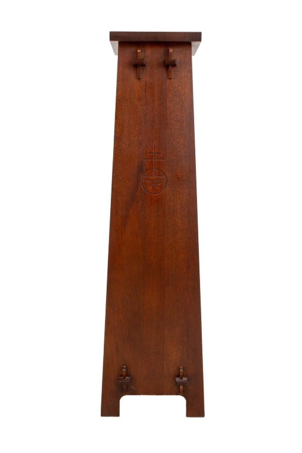 American Stickley Roycroft Oak Magazine Pedestal Bookshelf