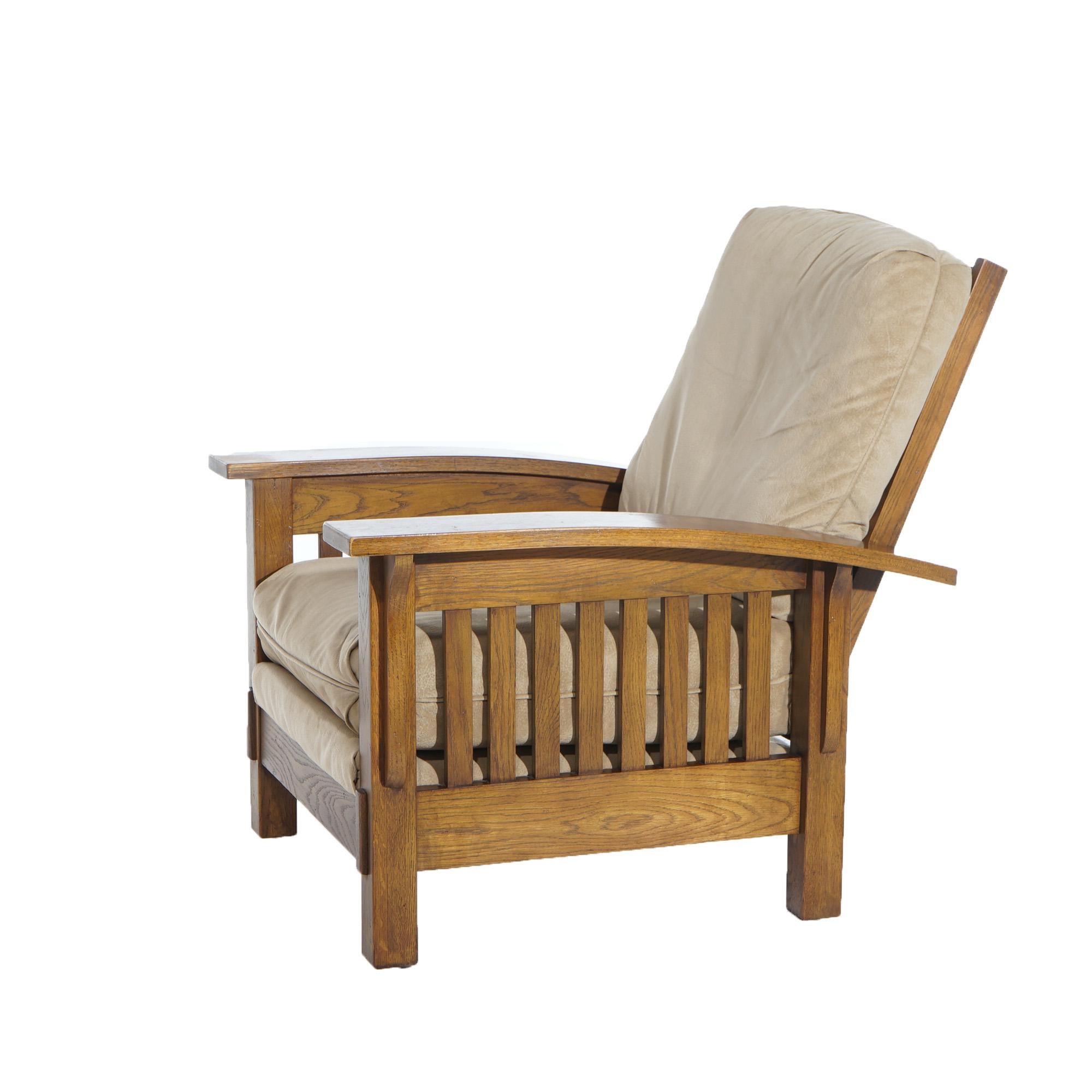 20th Century Stickley School Arts &Crafts Mission Oak Slat Side Morris Chair 20thC
