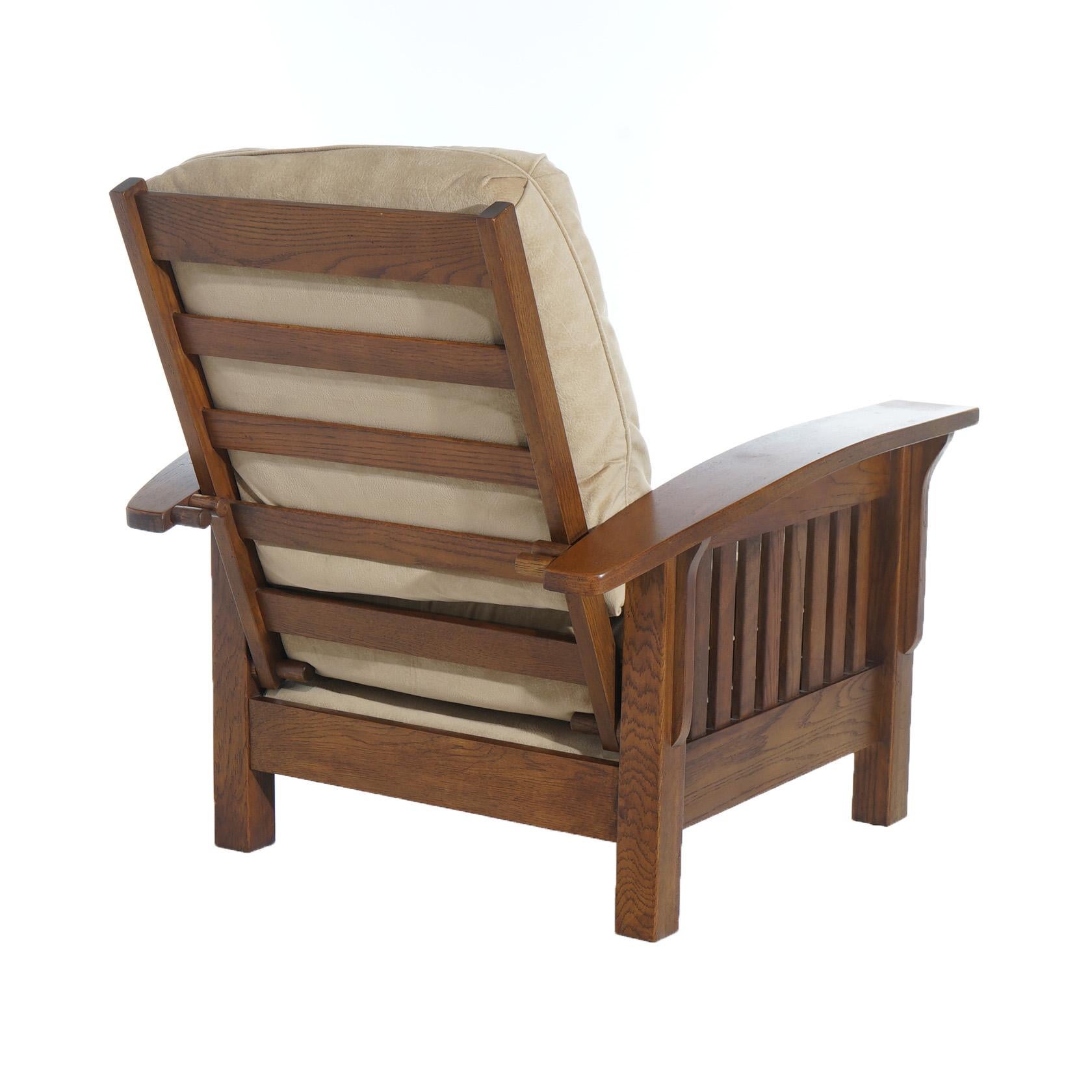 Stickley School Arts &Crafts Mission Oak Slat Side Morris Chair 20thC 1