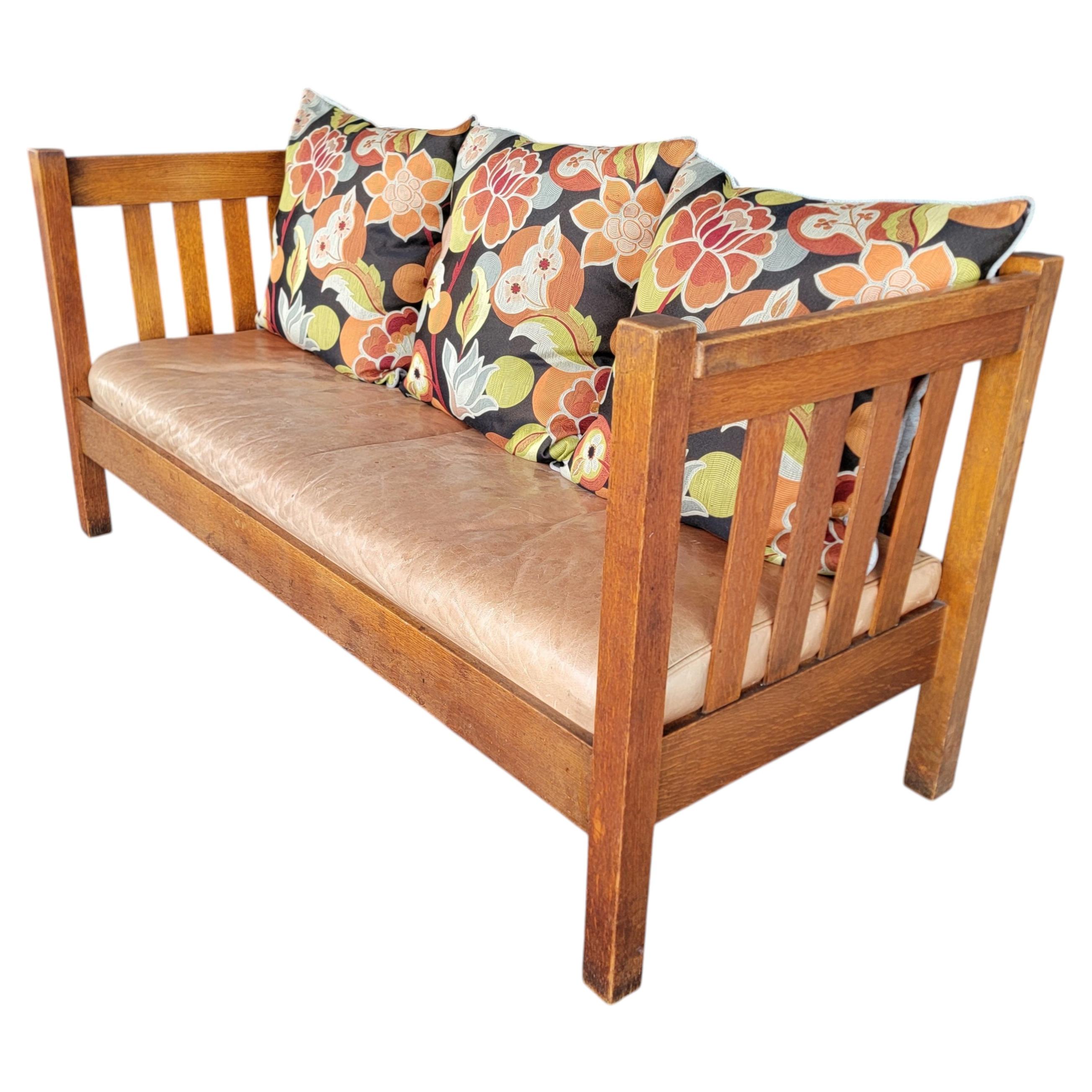 Stickley Settle / Sofa Signed Circa 1910 For Sale
