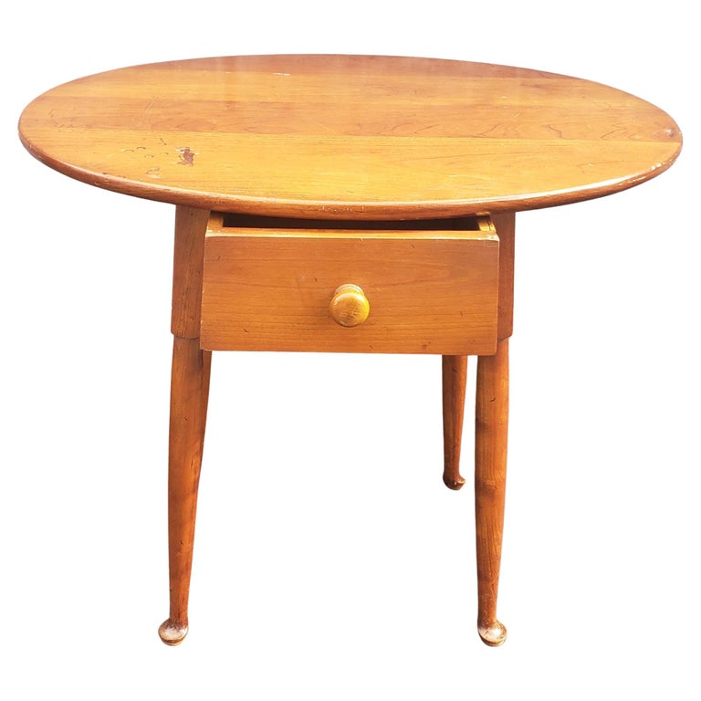 Stickley Single Drawer Cherry Oval Side Table For Sale at 1stDibs
