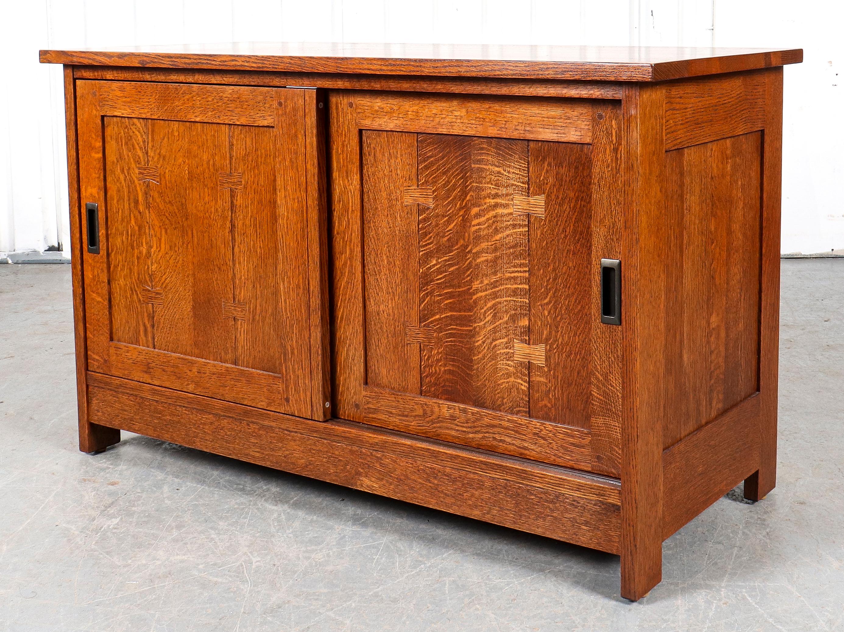 North American Stickley Sliding Door Console Cabinet