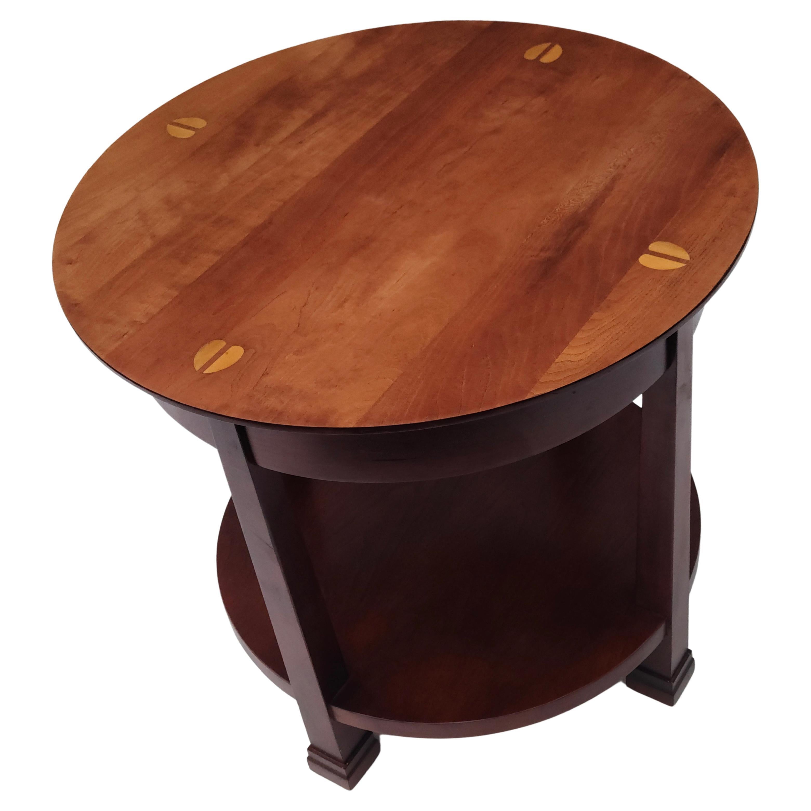 Stickley Solid Cherry Inlay Top Center Table Contemporary In Good Condition In Fraser, MI