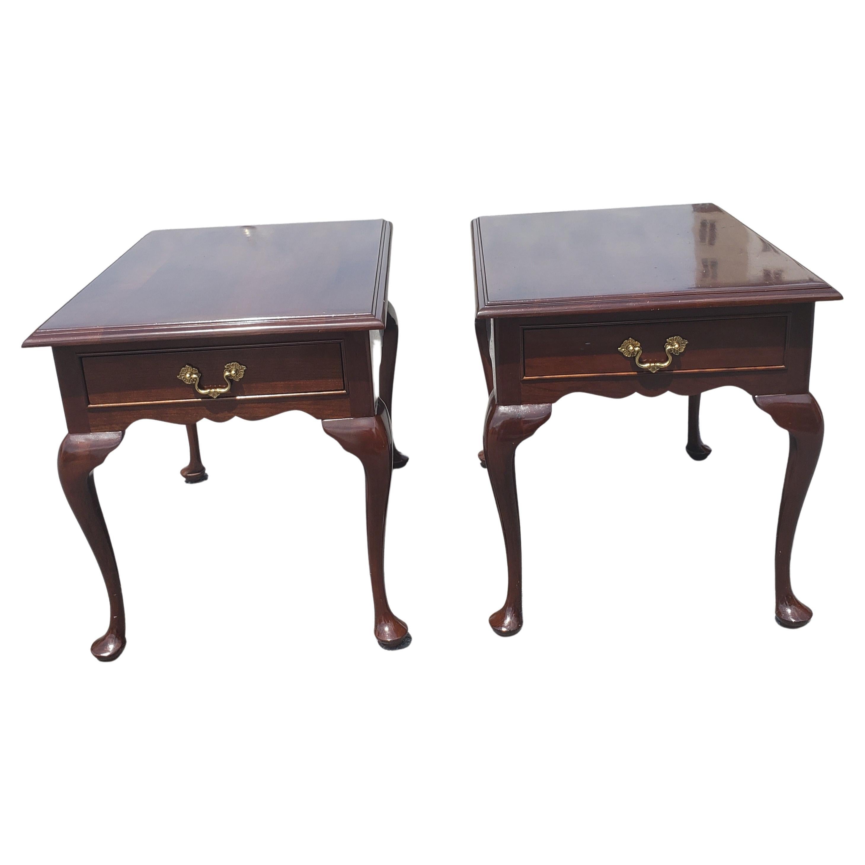 Stickley Solid Cherry Valley Queen Anne Side Tables, a Pair 3