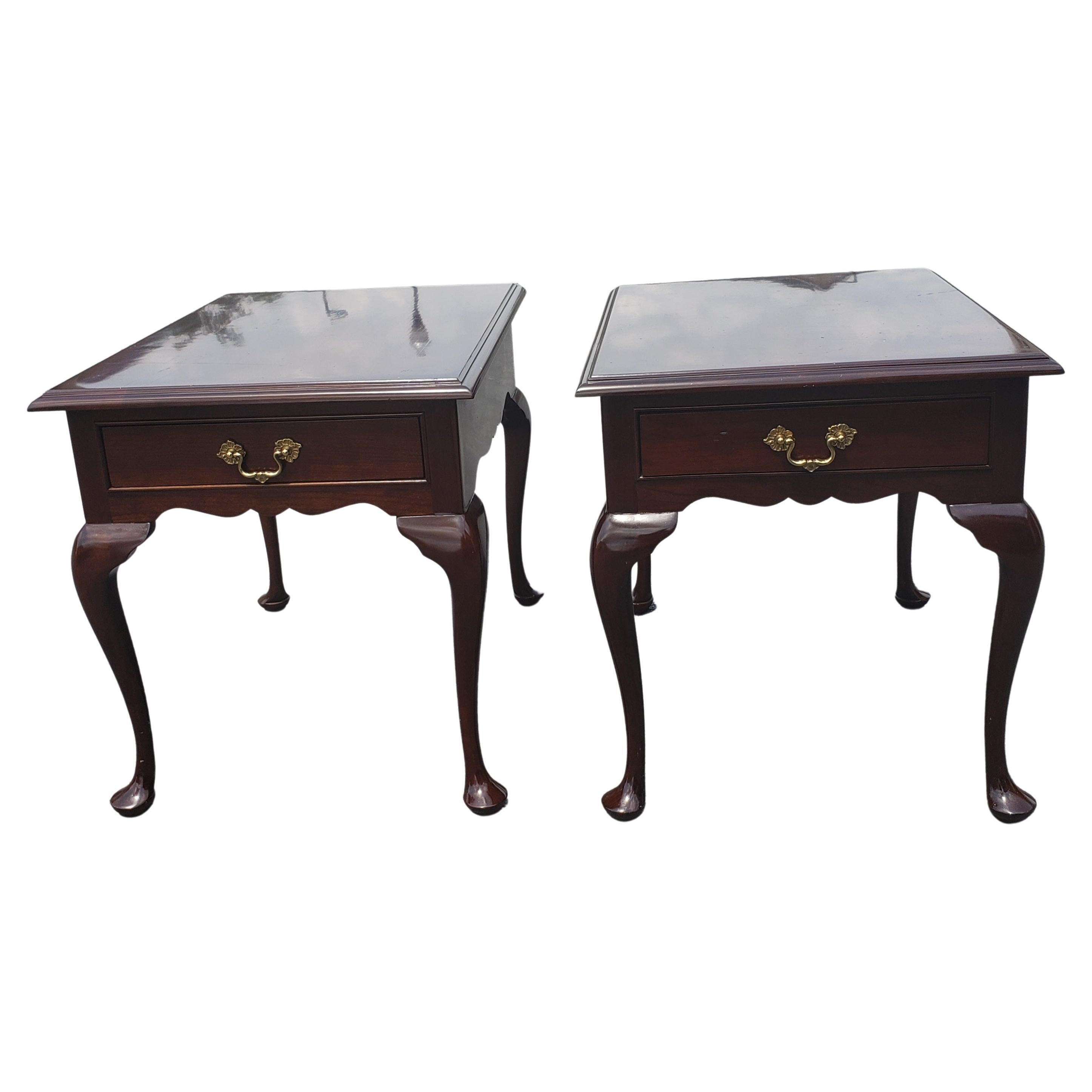 Stickley Solid Cherry Valley Queen Anne Side Tables, a Pair 4