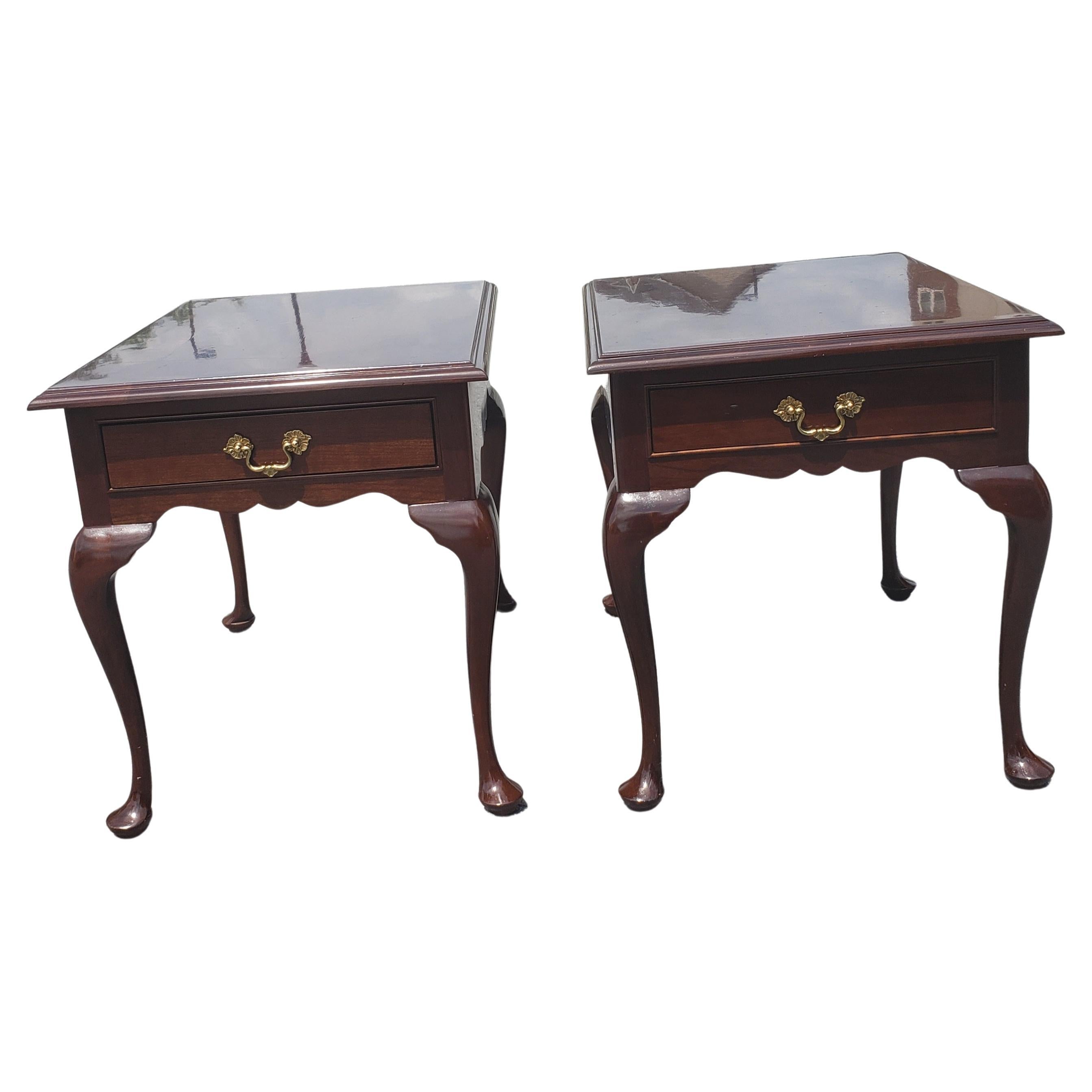 Stickley Solid Cherry Valley Queen Anne Side Tables, a Pair 6