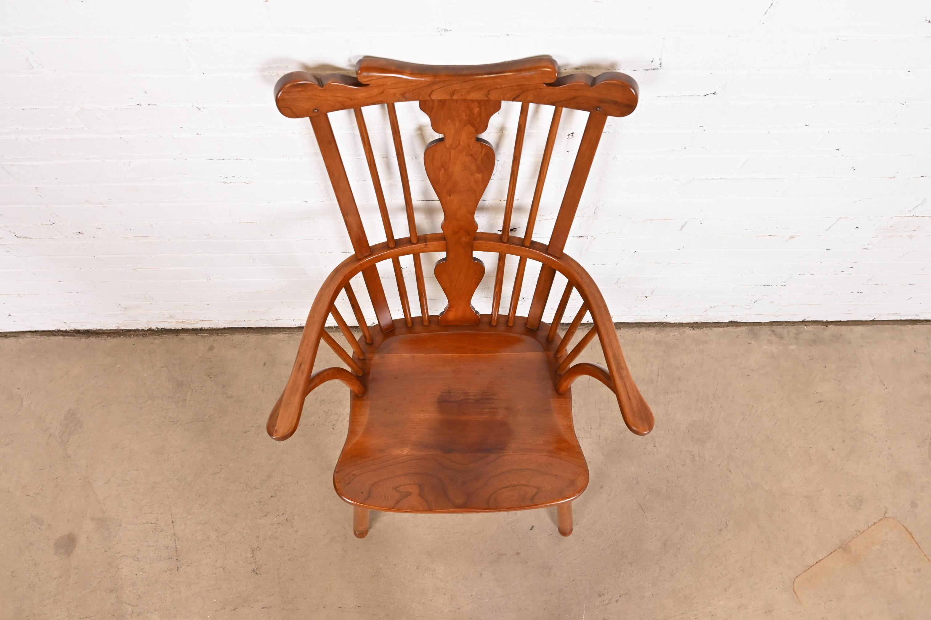 Mid-20th Century Stickley Solid Cherry Wood Spindle Back Windsor Armchair, 1960 For Sale