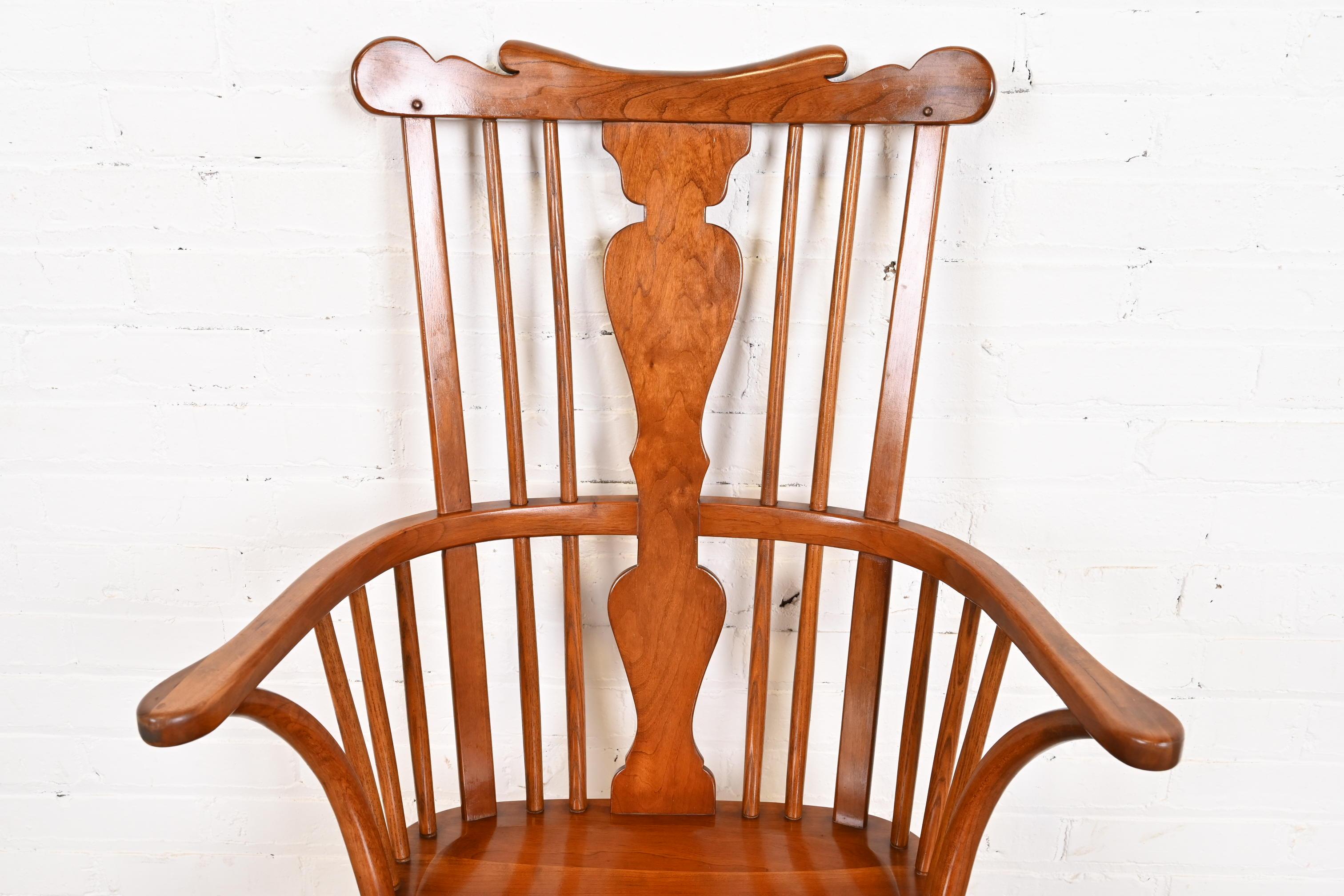 Stickley Solid Cherry Wood Spindle Back Windsor Armchair, 1960 For Sale 1