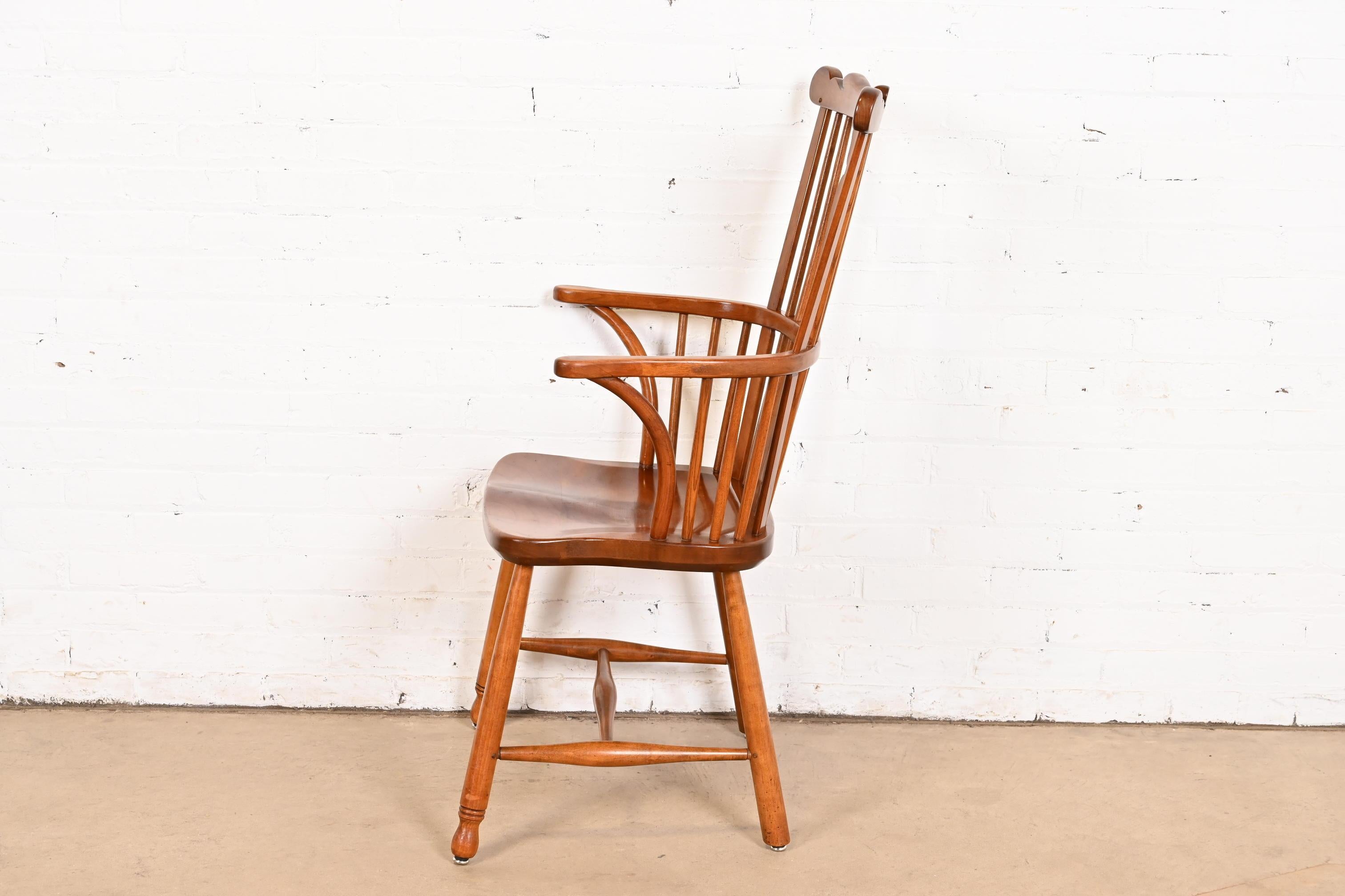 Stickley Solid Cherry Wood Spindle Back Windsor Armchair, 1960 For Sale 2