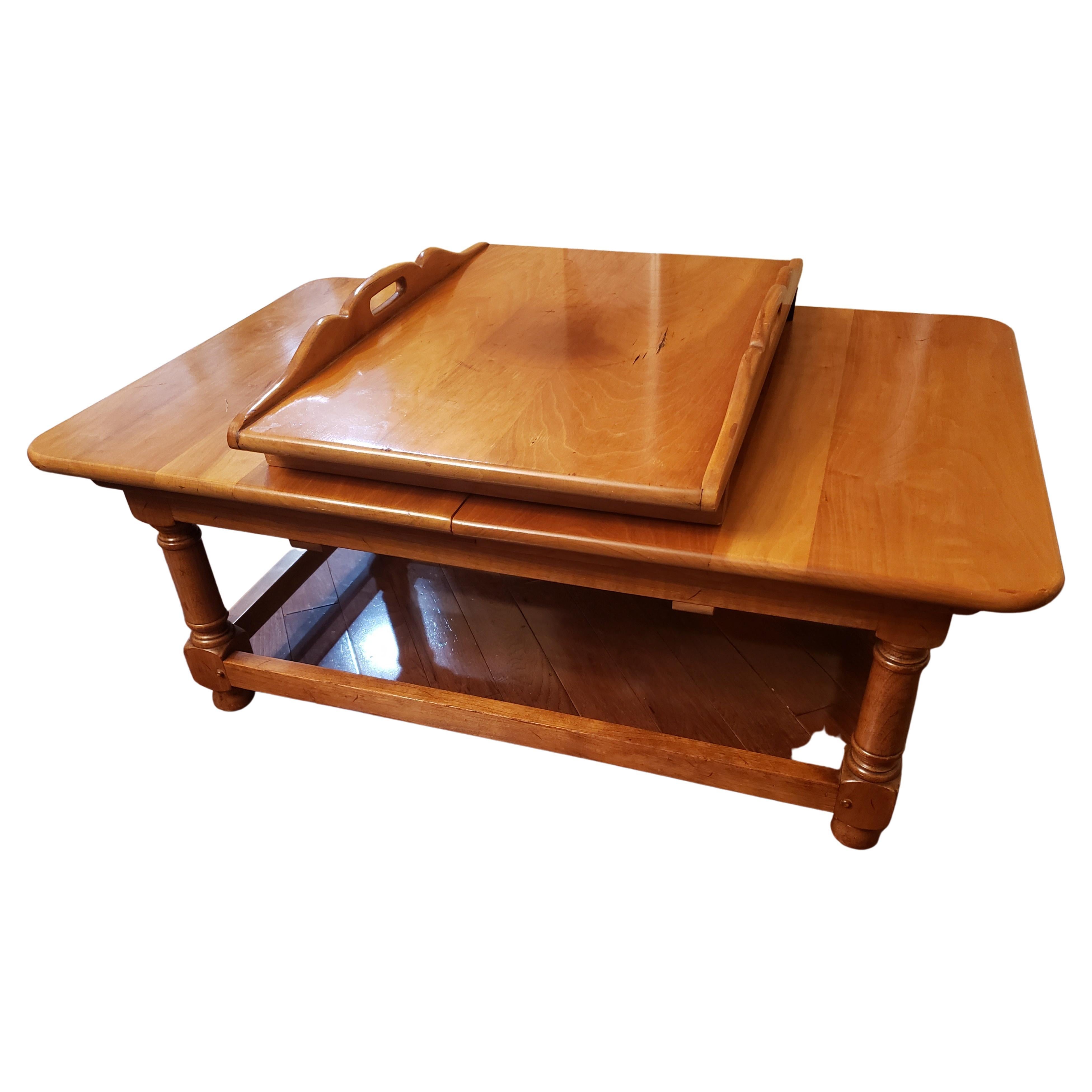 American Stickley Solid Maple Extending Coffee Tray Table, Circa 1950s