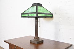 Stickley Style Antique Mission Arts & Crafts Hammered Copper Table Lamp