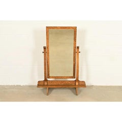 Stickley Style Antique Mission Oak Arts & Crafts Floor Mirror, Circa 1920s