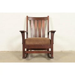 Stickley Style Antique Mission Oak Arts & Crafts Rocking Chair, Circa 1910