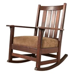 Stickley Style Antique Mission Oak Arts & Crafts Rocking Chair, Circa 1910