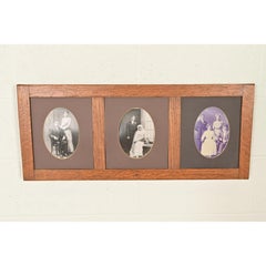 Stickley Style Antique Mission Oak Arts & Crafts Triple Picture Frame, 1910
